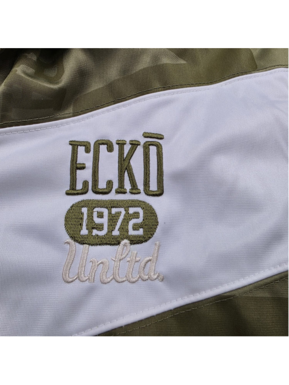 Vintage Ecko Unltd Track Jacket Full Zip Olive Green White Y2K Mens Large - Picture 4 of 10